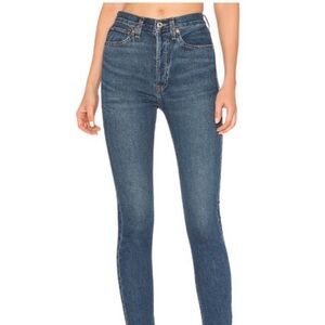 Re/Done Originals High Rise Ankle Crop
Dark Wash Button Fly 25
